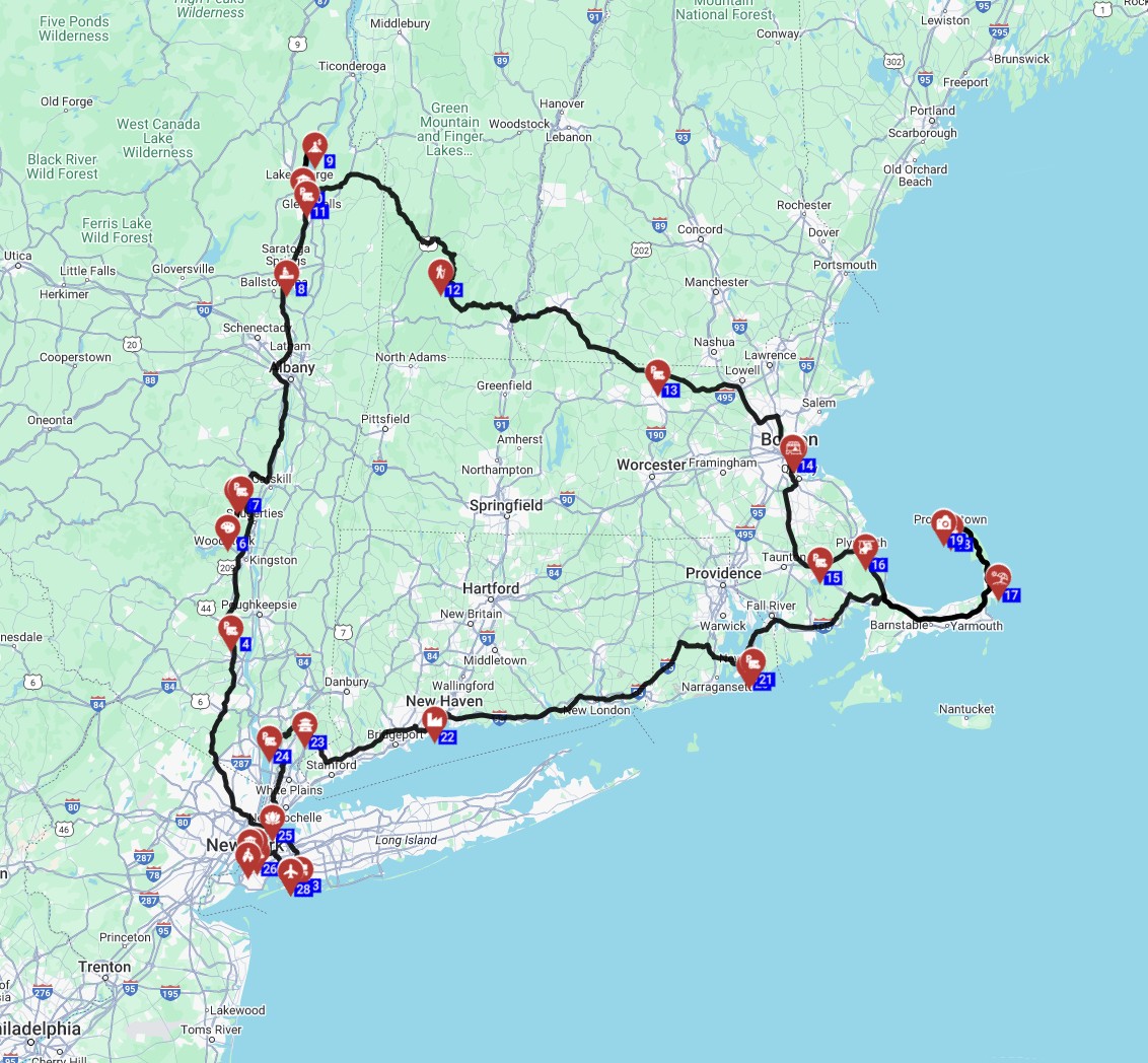 USA RV trip from New York motorhome trip plan USA camper rental